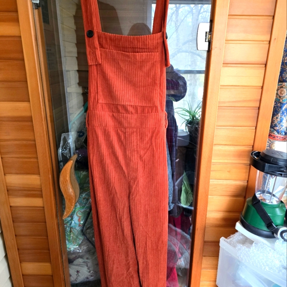 NWT 1X Cider Corduroy Bib Overalls rust